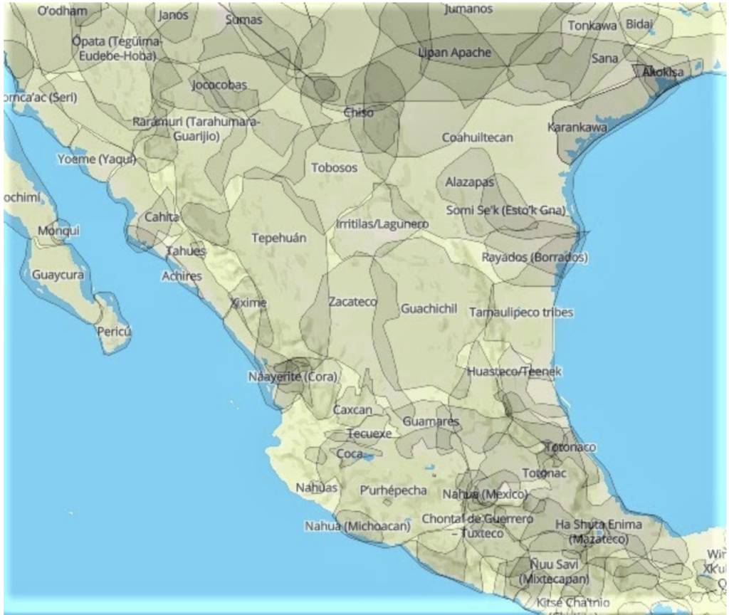 Native Land Map of southern North America and Central America