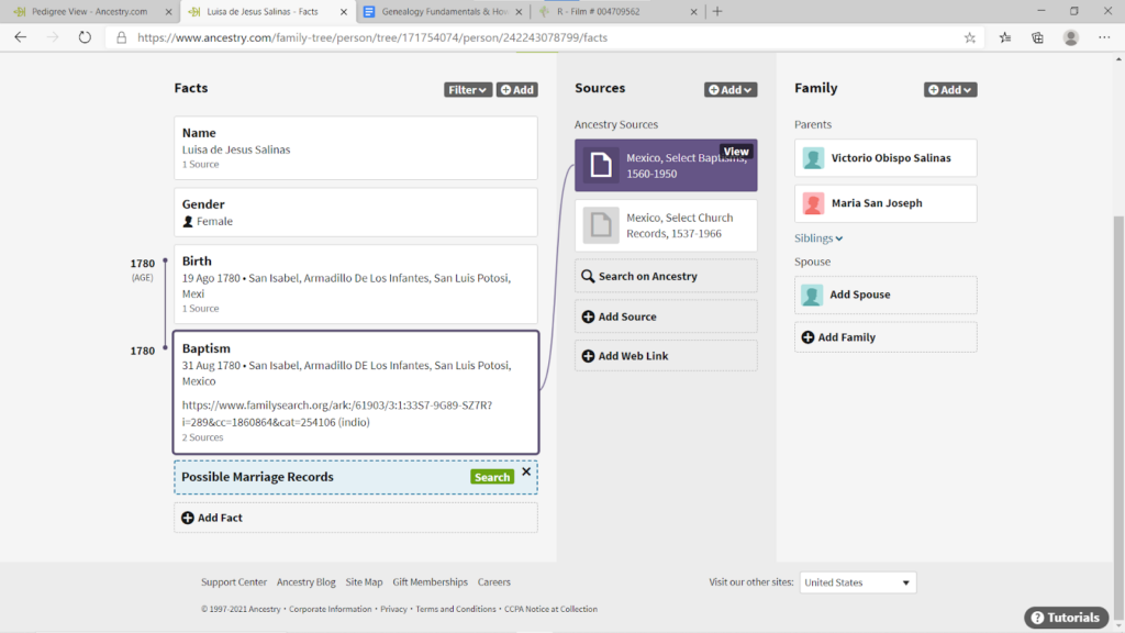 Example AncestryDNA for Possible Marriage Records