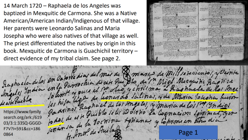 Juan Zapata Guachichil evidence letter with highlights